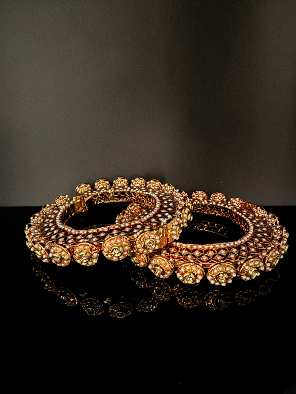 Openable Jadau Pacheli kada with pearls, kundan is Amrapali inspired bangles set/Indian Kada/Temple jewelry/Rajwadi Bangle/Size 2.4" & 2.8"