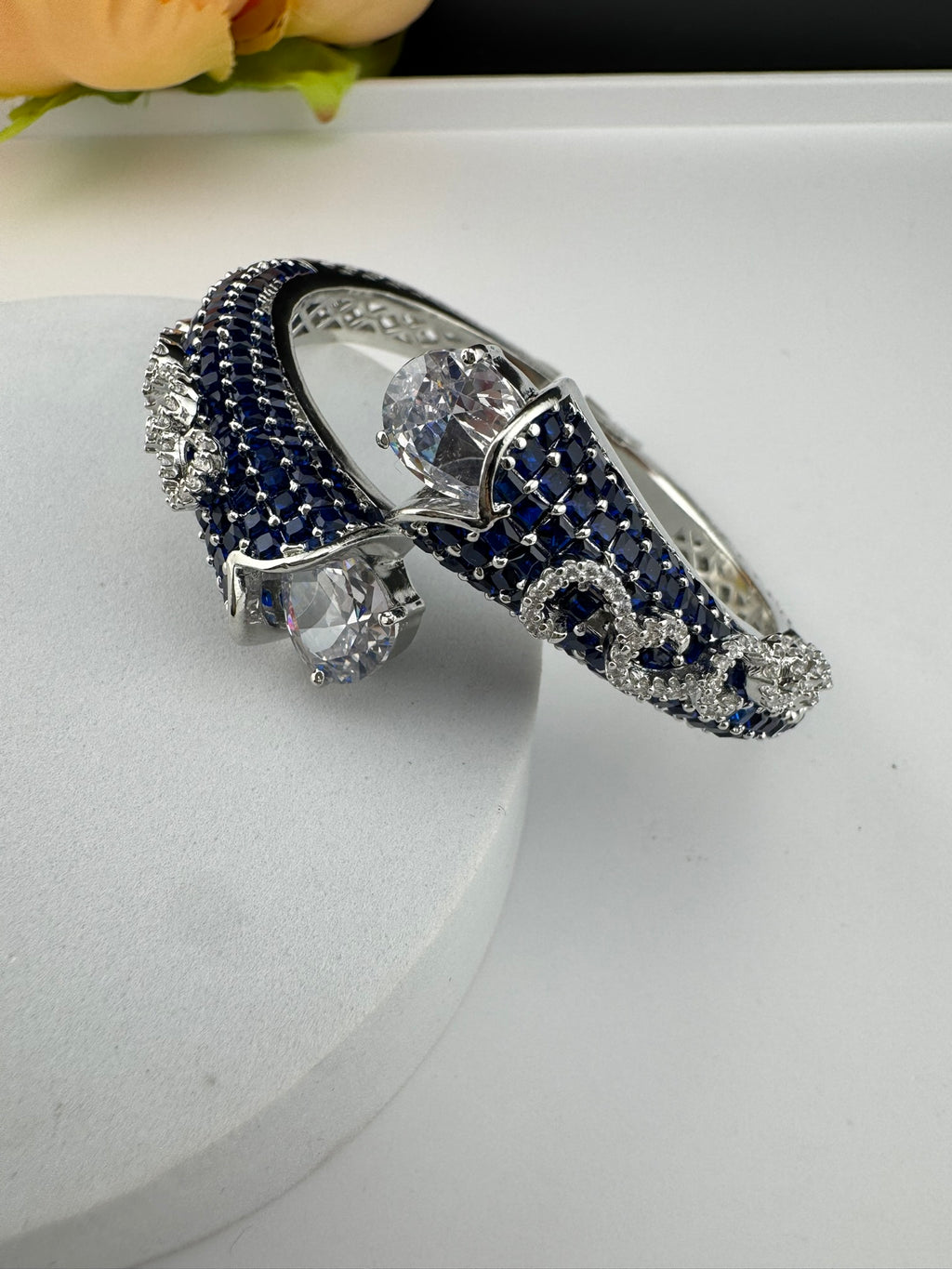 Premium Quality Cubic Zirconia in Nano setting Designer inspired Openable Bracelet/Adjustable Bracelet/Indian jewelry/Silver CZ Bracelet