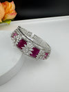 Premium Silver color Openable Designer bracelet with crystal stones, Cubic Zirconia in unique Designer setting/single bangle/Bracelet Bangle