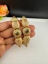 Openable Matt Gold, Enamel, Kundan kada is Amrapali inspired Designer bangles set/Indian Kada/Temple jewelry/Rajwadi Bangle/Size 2.4" & 2.8"