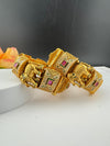 Openable Matt Gold, Enamel, Kundan kada is Amrapali inspired Designer bangles set/Indian Kada/Temple jewelry/Rajwadi Bangle/Size 2.4" & 2.6"