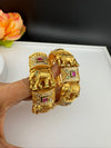 Openable Matt Gold, Enamel, Kundan kada is Amrapali inspired Designer bangles set/Indian Kada/Temple jewelry/Rajwadi Bangle/Size 2.4" & 2.6"