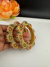 Openable Jadau Pacheli kada with pearls, kundan is Amrapali inspired Designer bangles set/Indian Kada/Temple jewelry/Rajwadi Bangle/Size 2.4" & 2.8"