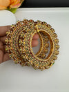 Openable Jadau Pacheli kada with pearls, kundan is Amrapali inspired bangles set/Indian Kada/Temple jewelry/Rajwadi Bangle/Size 2.4" & 2.8"