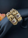 Openable Matt Gold, Enamel, Kundan kada is Amrapali inspired Designer bangles set/Indian Kada/Temple jewelry/Rajwadi Bangle/Size 2.4" & 2.6"