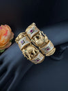 Openable Matt Gold, Enamel, Kundan kada is Amrapali inspired Designer bangles set/Indian Kada/Temple jewelry/Rajwadi Bangle/Size 2.4" & 2.6"