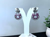 Pink Oxidized German Silver peacock Chandbali Earrings with stones