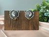 White Enamel oxidized silver earring stud with stone and pearls