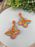 Pastel Orange Butterfly quirky Beaded earring, Handmade earrings