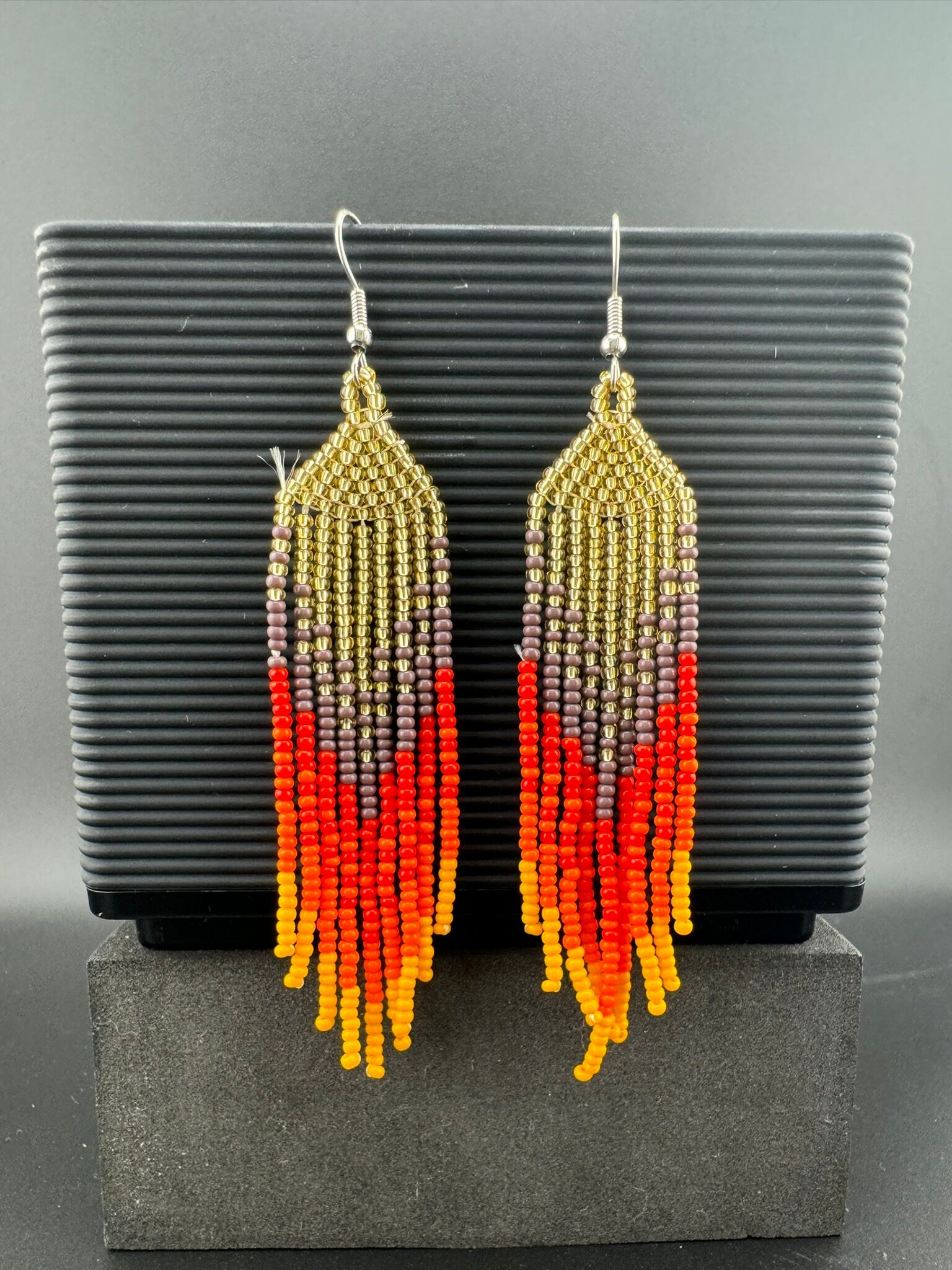 Beaded Long Red Yellow Purple quirky earring/Handmade earring/Statement Earring/Boho Earring/Beaded earring/Ethnic Earring/Valentine gift