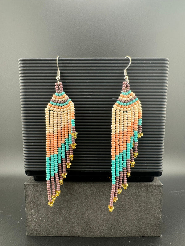 Beaded Long Pink Purple Long quirky earring/Handmade earring/Statement Earring/Boho Earring/Beaded earring/Ethnic Earring/Valentine gift