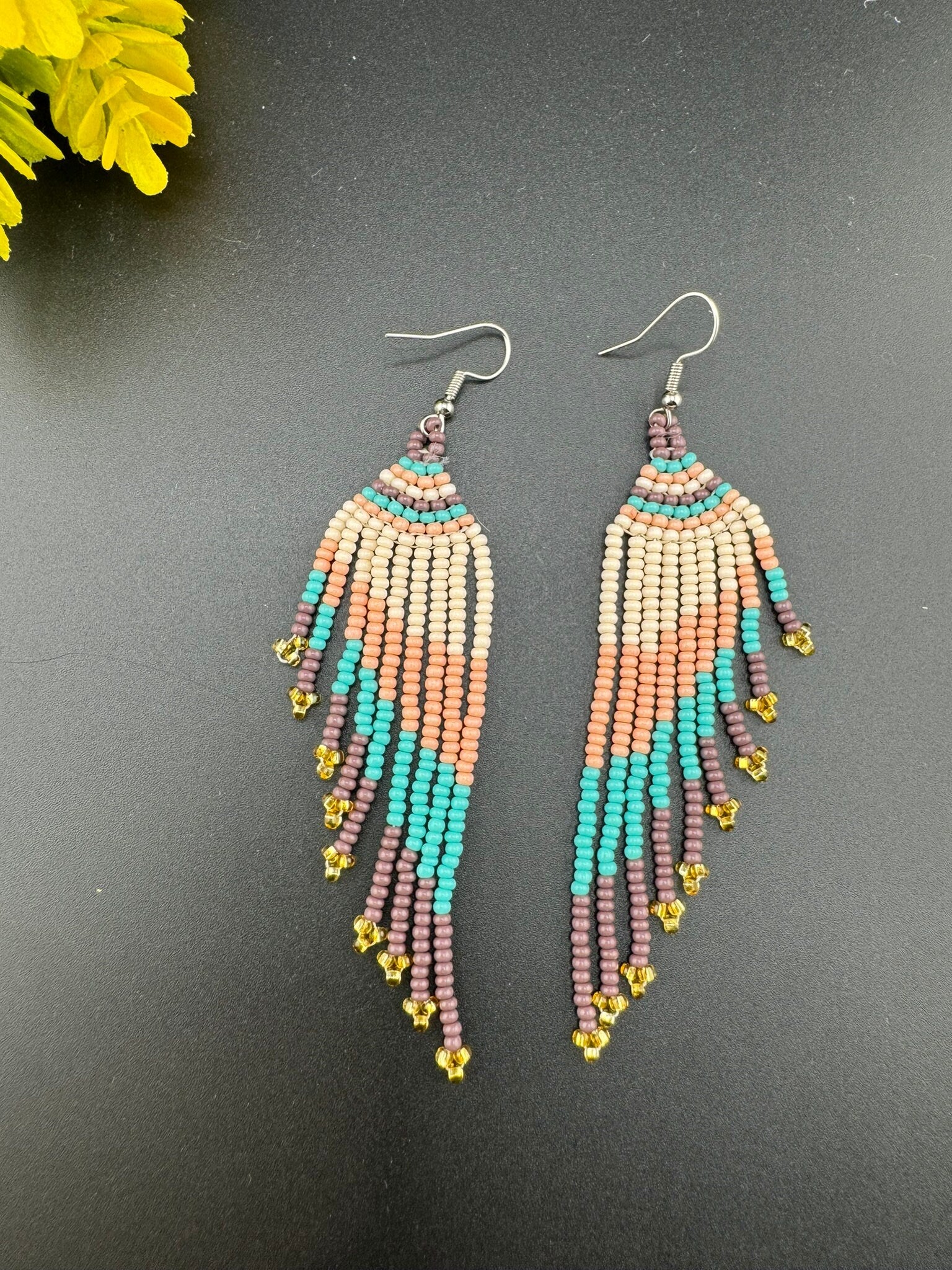 Beaded Long Pink Purple Long quirky earring/Handmade earring/Statement Earring/Boho Earring/Beaded earring/Ethnic Earring/Valentine gift