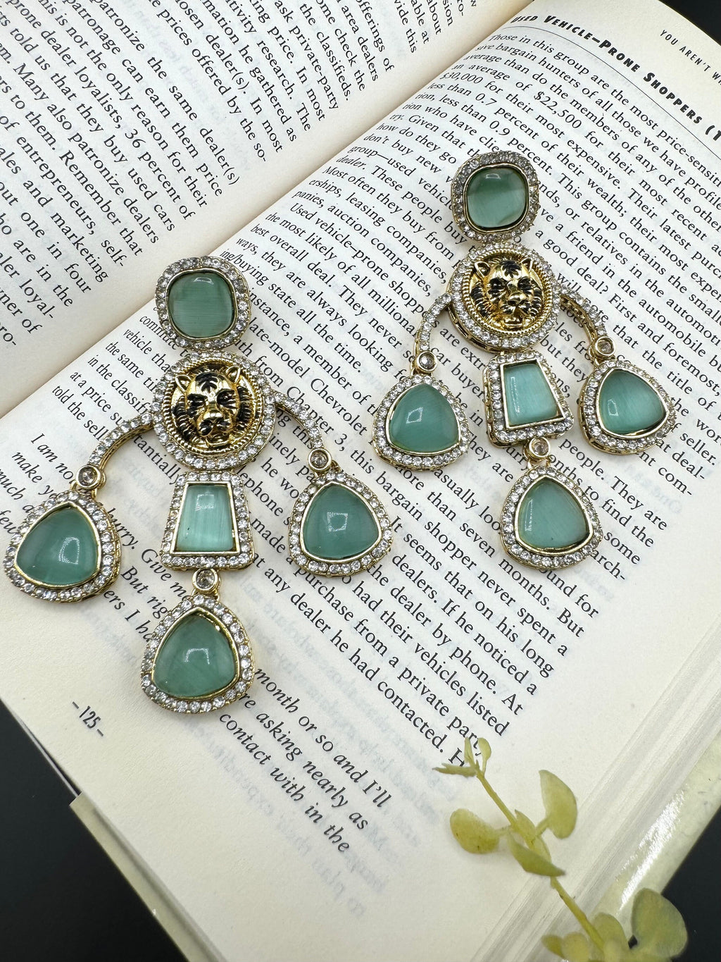Premium Sabyasachi inspired designer Chand Bali earring Mint Green/Long Chandelier earring/Gold earring/Long Indian Earring/Bridal Earring