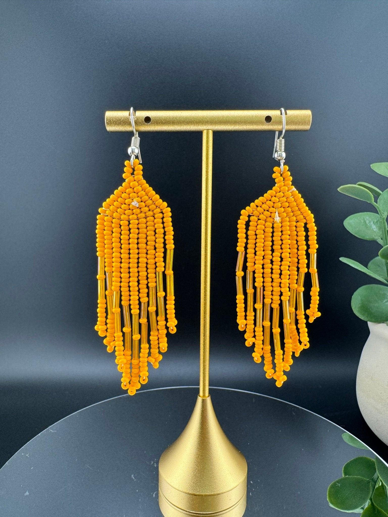 Beaded Long Yellow quirky earring/Handmade earring/Statement Earring/Boho Earring/Beaded earring/Ethnic Earring/Valentine gift/Party jewelry