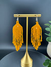 Beaded Long Yellow quirky earring/Handmade earring/Statement Earring/Boho Earring/Beaded earring/Ethnic Earring/Valentine gift/Party jewelry