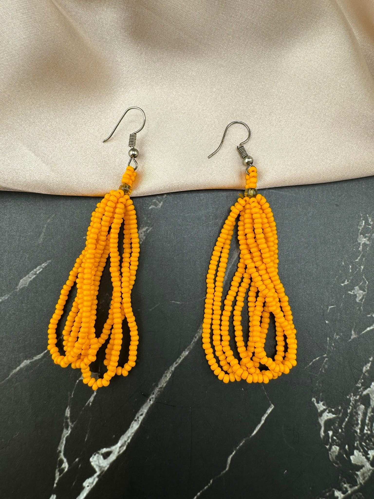 Beaded Yellow quirky earring/Handmade earring/Statement Earring/Boho Earring/Beaded earring/Ethnic Earring/Valentine gift/Everyday earring