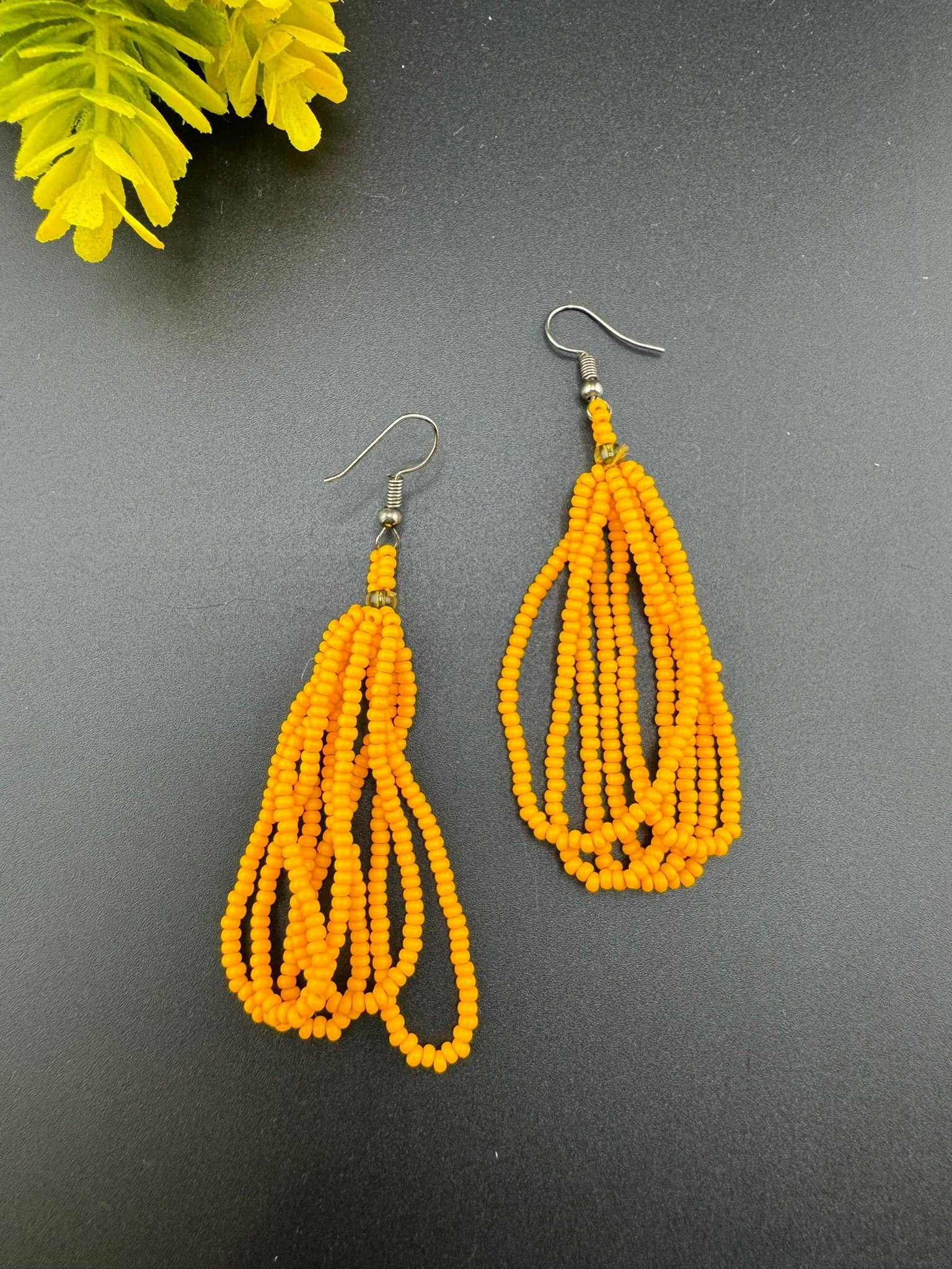 Beaded Yellow quirky earring/Handmade earring/Statement Earring/Boho Earring/Beaded earring/Ethnic Earring/Valentine gift/Everyday earring