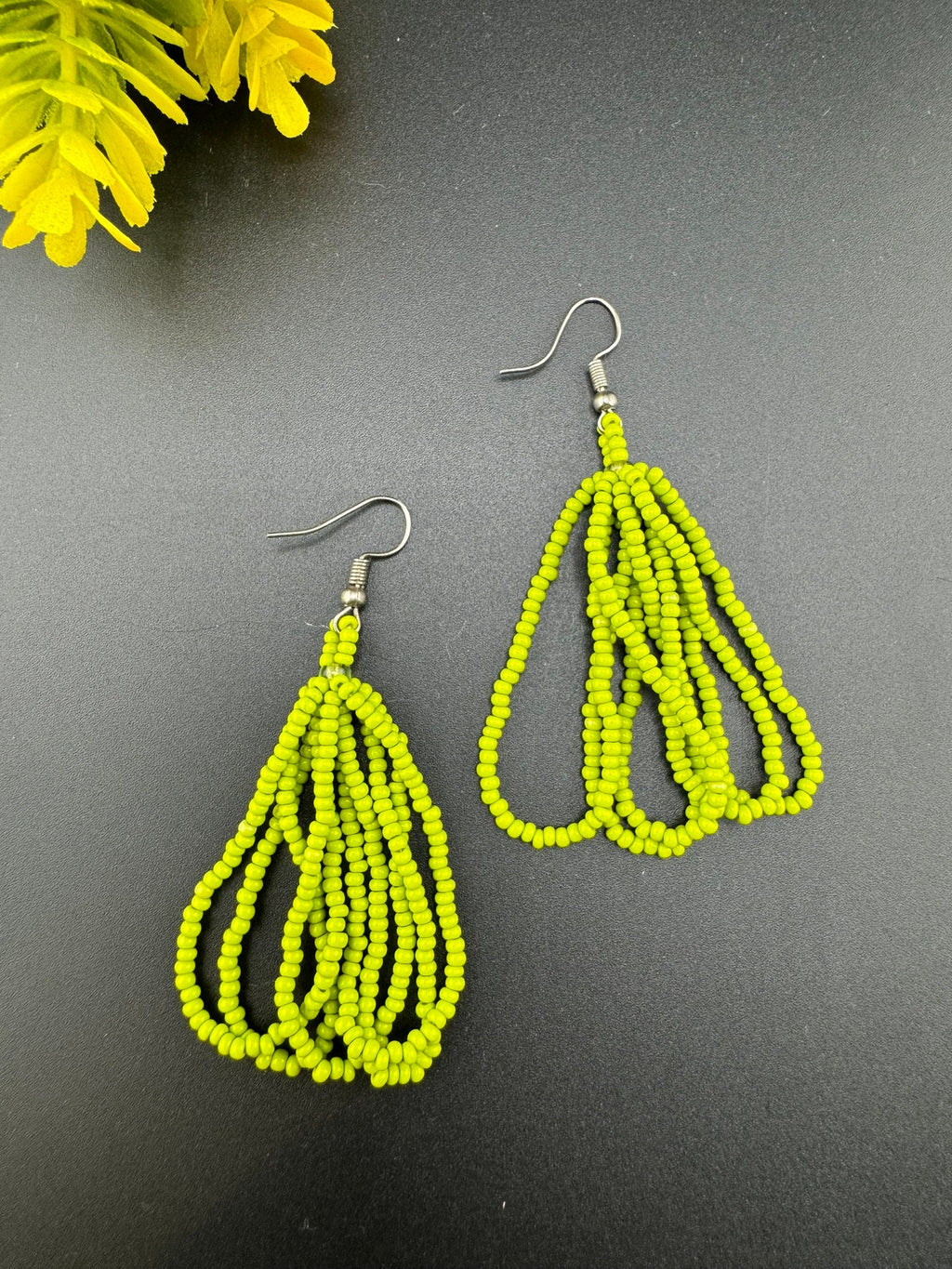 Beaded Green quirky earring/Handmade earring/Statement Earring/Boho Earring/Beaded earring/Ethnic Earring/Valentine gift/Everyday earring