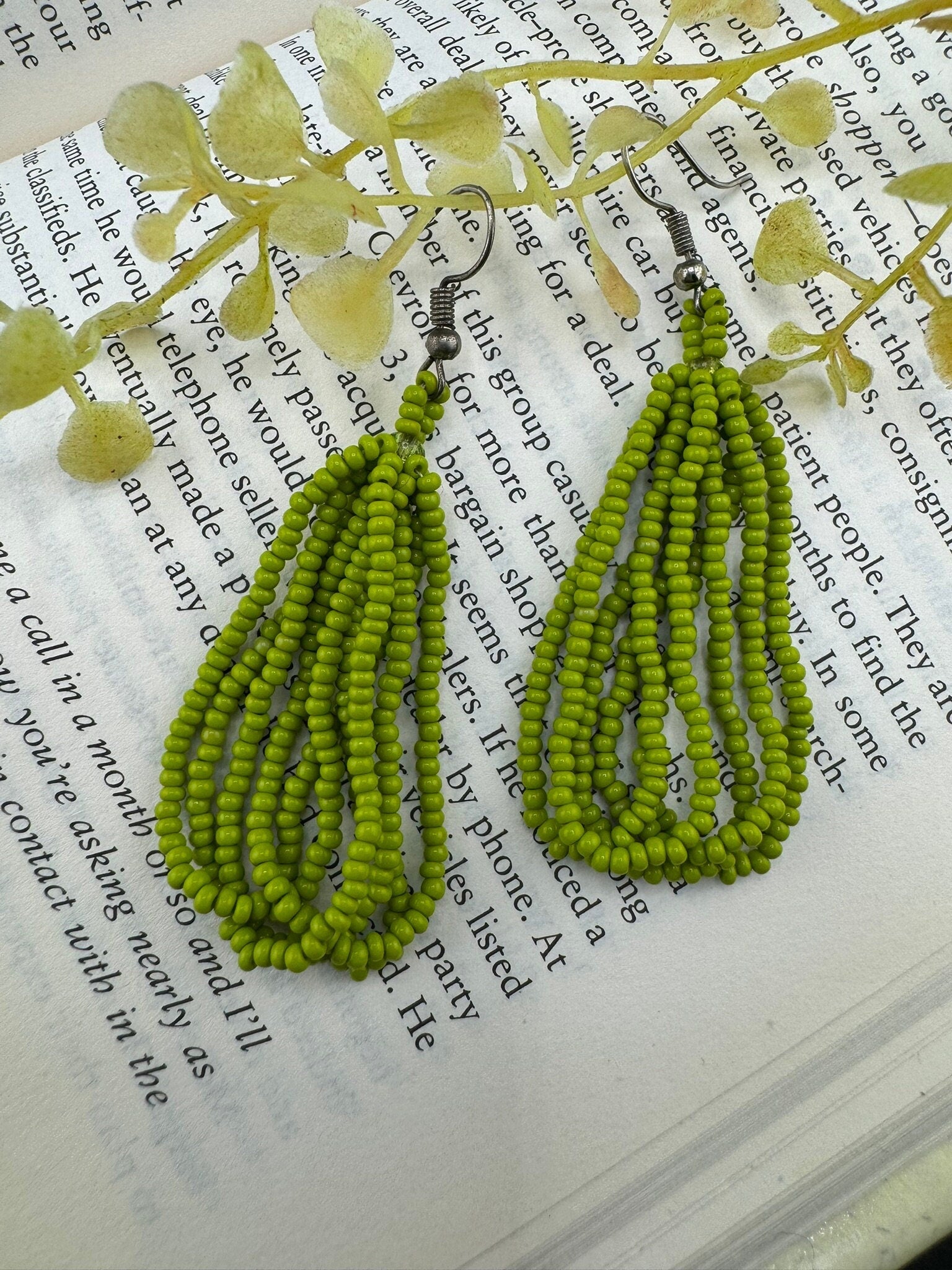 Beaded Green quirky earring/Handmade earring/Statement Earring/Boho Earring/Beaded earring/Ethnic Earring/Valentine gift/Everyday earring