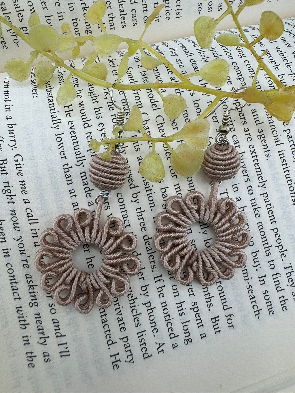 Thread Light Lavender, Beige Everyday earring/Handmade earring/Statement Earring/Boho Earring/Beaded earring/Ethnic Earring/Valentine gift