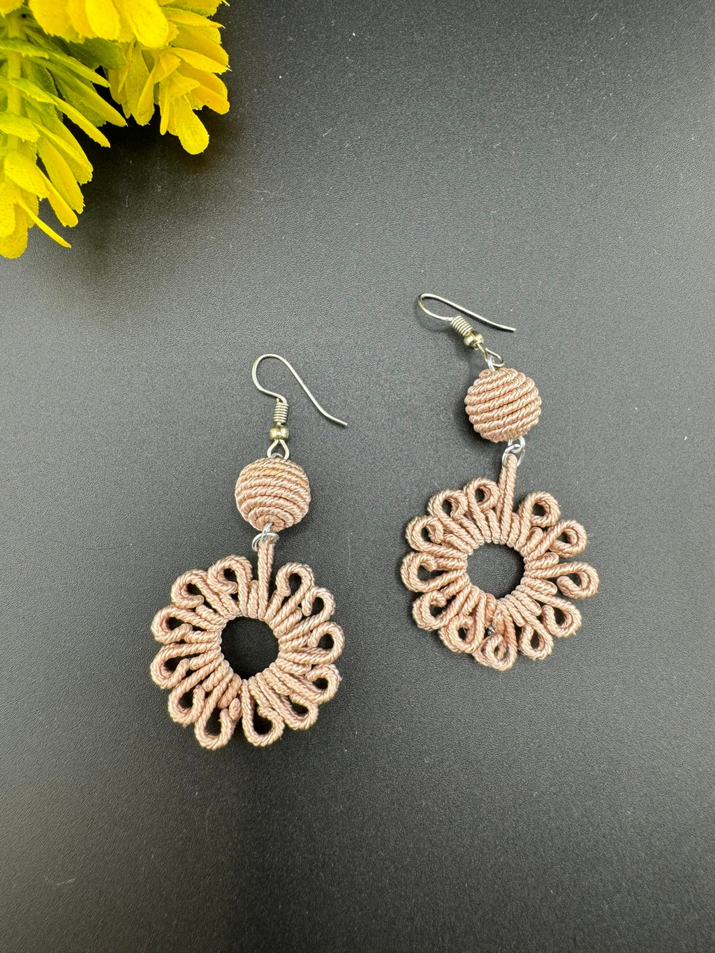 Thread Light Lavender, Beige Everyday earring/Handmade earring/Statement Earring/Boho Earring/Beaded earring/Ethnic Earring/Valentine gift