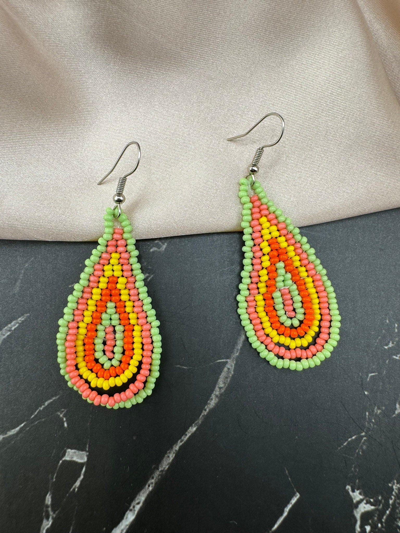 Beaded Multicolor Avocado quirky Everyday earring/Handmade earring/Statement Earring/Boho Earring/Beaded earring/Ethnic Earring/gift for her