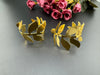 Statement Gold Hoop earrings in unique Leaf design, Leaf hoop