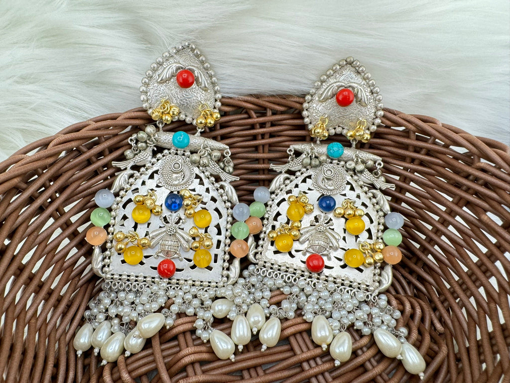 Silver Polish Premium Extra Oversized Oxidized Chand Bali gold, Bee, stones pearls/Animal Statement Earring/Boho Earring/Ethnic Earring