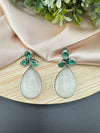 Silver Polish Oxidized German silver Teardrop earrings with White and blue stones/everyday statement earrings/Boho Earring/Ethnic Earring/