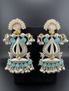 Silver Polish Premium Oversized Oxidized long Gold Chand Bali with Ghunghroo stones pearl/Dolphin Earring/Boho Earring/Ethnic Earring