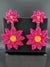 Beaded Shining Magenta/Pink Flower quirky earring/Handmade earring/Statement Earring/Boho Earring/Beaded earring/Ethnic Earring/Valentines