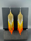 Beaded Long Orange Yellow Golden quirky earring/Handmade earring/Statement Earring/Boho Earring/Beaded earring/Ethnic Earring/Valentine gift