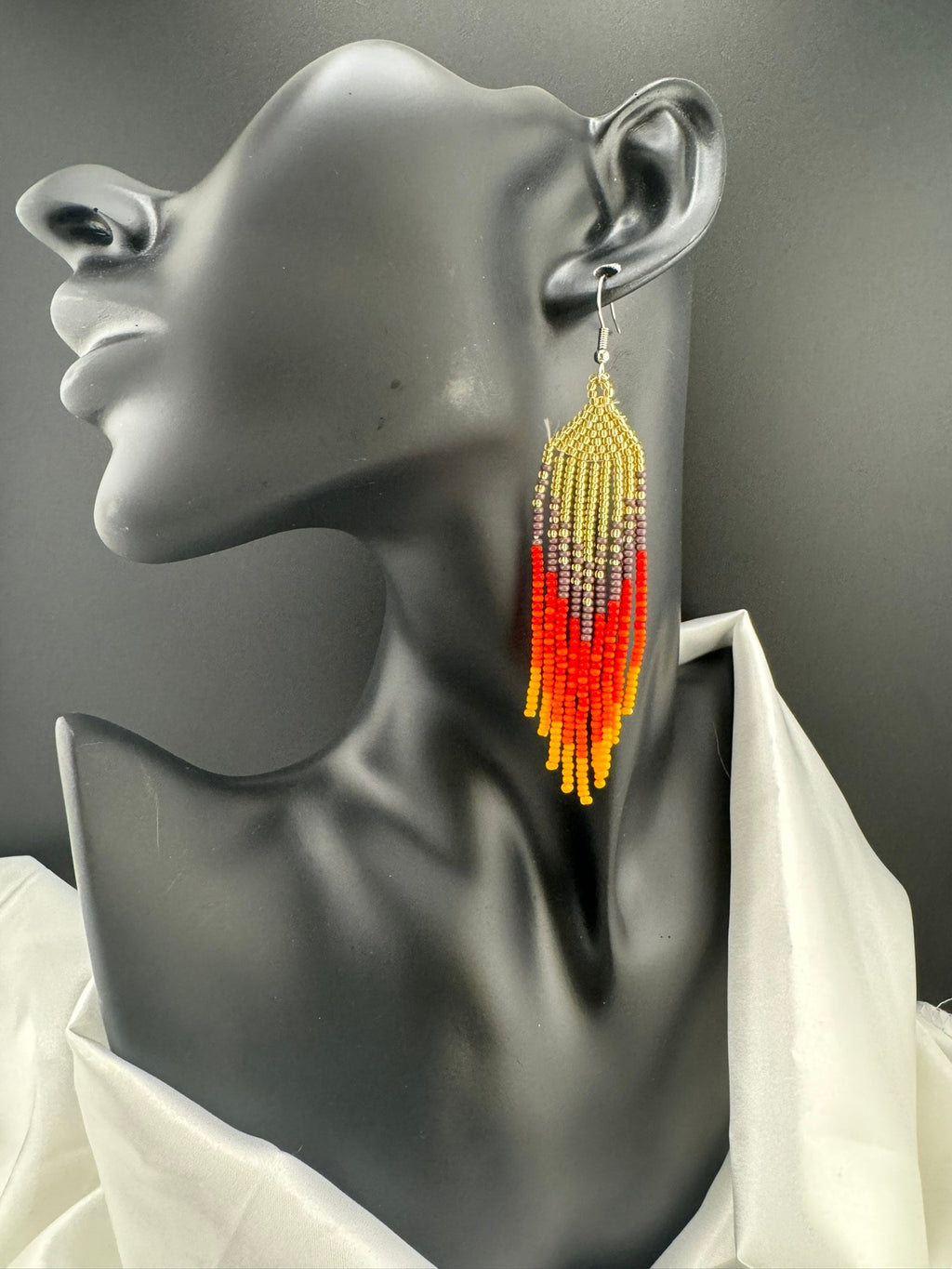 Beaded Long Red Yellow Purple quirky earring/Handmade earring/Statement Earring/Boho Earring/Beaded earring/Ethnic Earring/Valentine gift