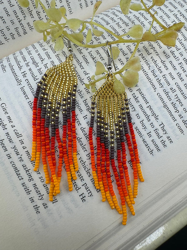 Beaded Long Red Yellow Purple quirky earring/Handmade earring/Statement Earring/Boho Earring/Beaded earring/Ethnic Earring/Valentine gift