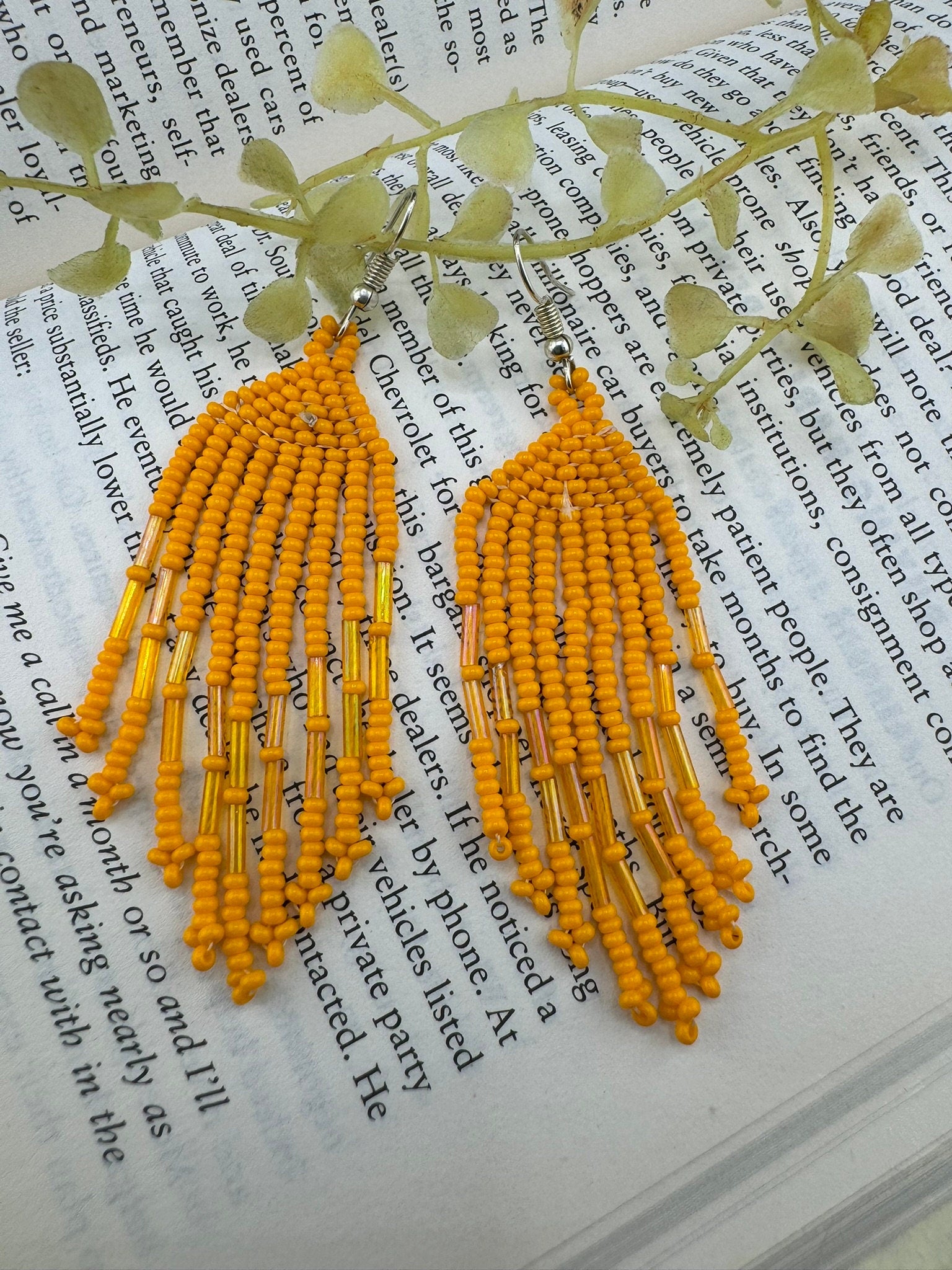 Beaded Long Yellow quirky earring/Handmade earring/Statement Earring/Boho Earring/Beaded earring/Ethnic Earring/Valentine gift/Party jewelry