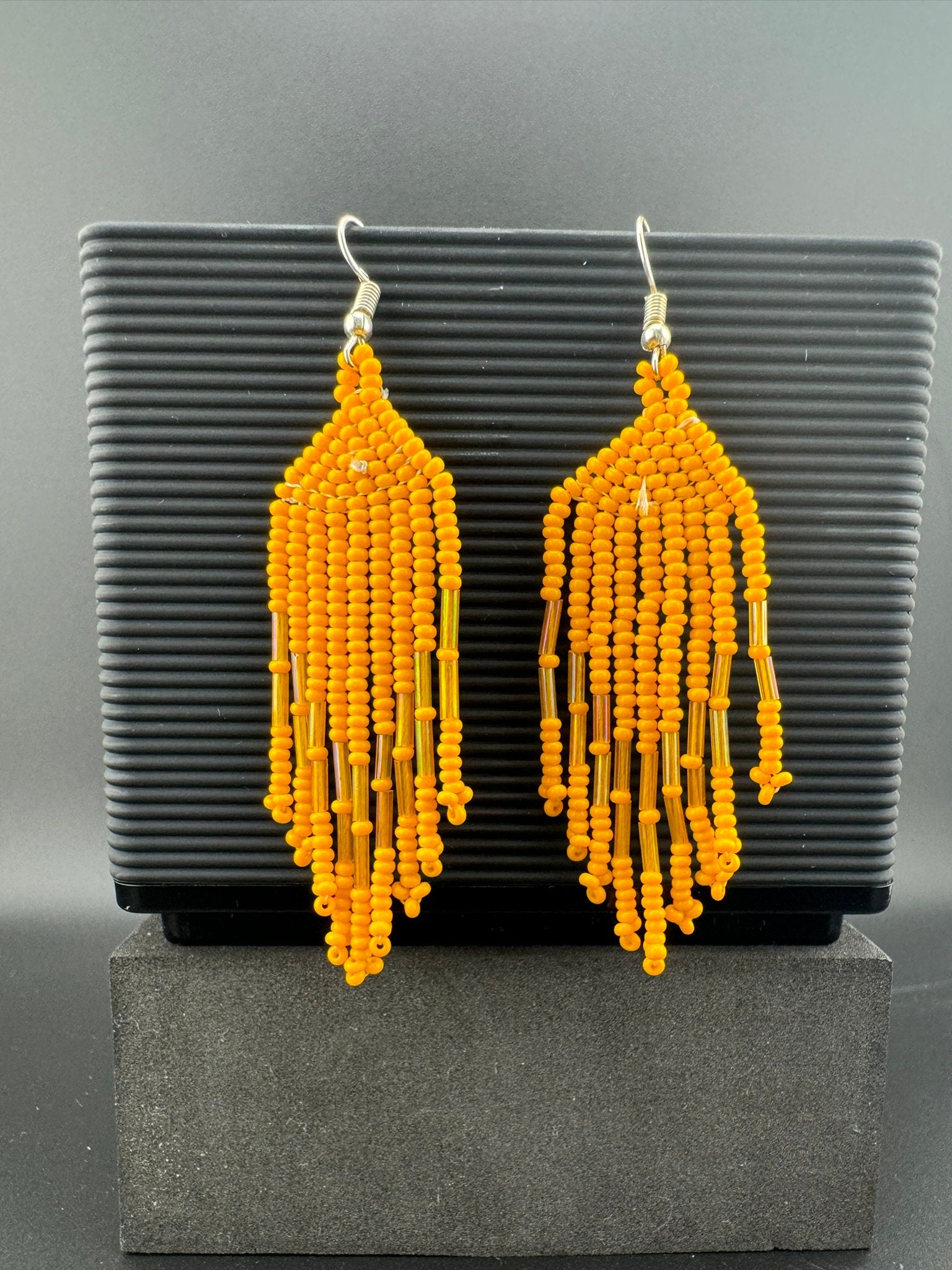 Beaded Long Yellow quirky earring/Handmade earring/Statement Earring/Boho Earring/Beaded earring/Ethnic Earring/Valentine gift/Party jewelry