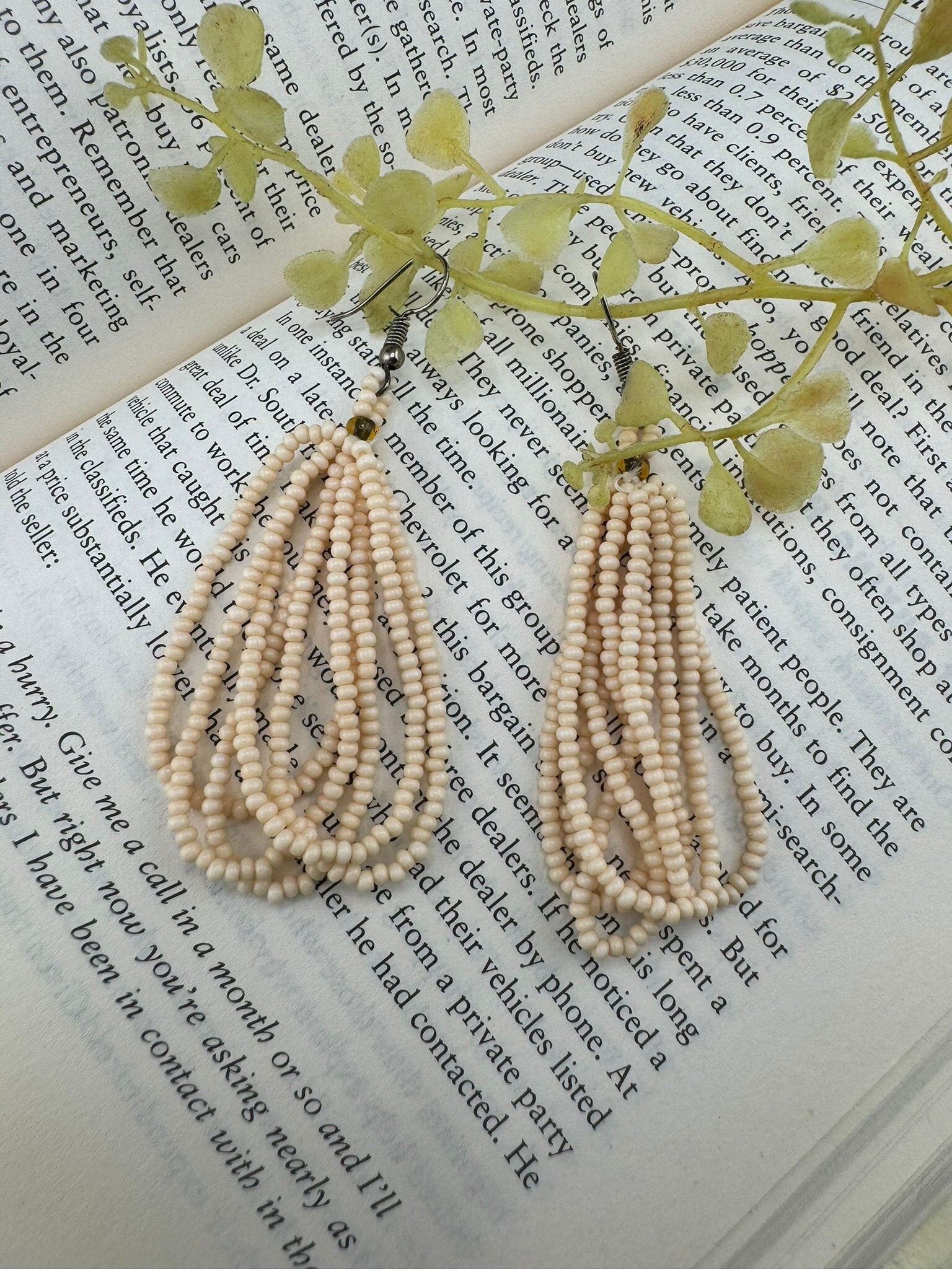 Beaded Beige/Ivory quirky earring/Handmade earring/Statement Earring/Boho Earring/Beaded earring/Ethnic Earring/Valentine gift/Party jewelry