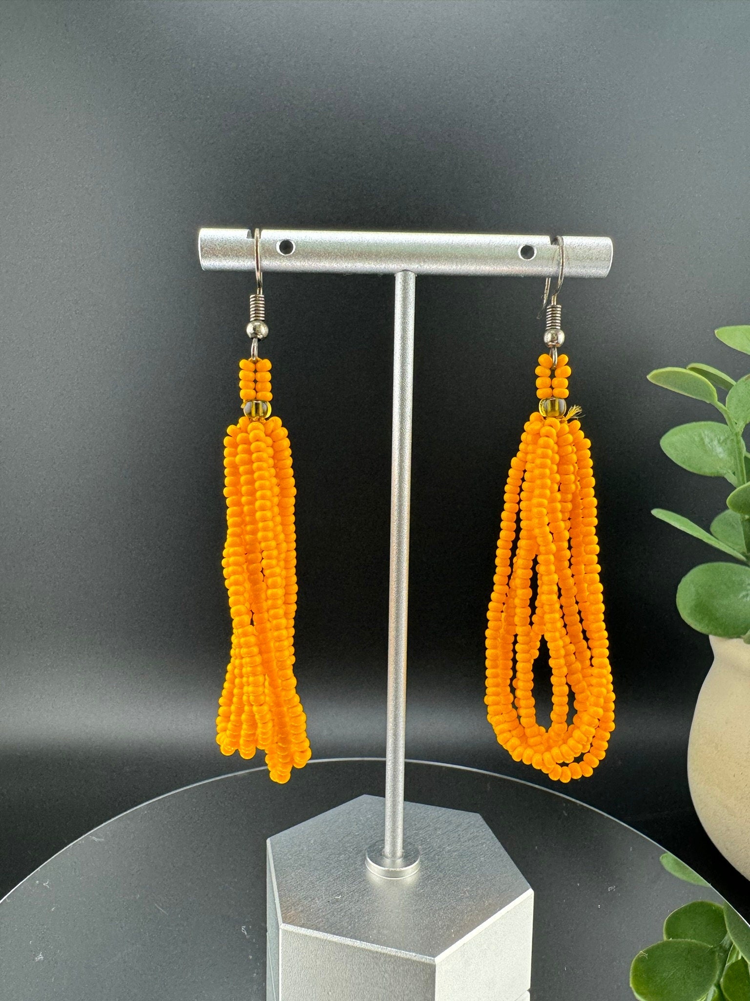 Beaded Yellow quirky earring/Handmade earring/Statement Earring/Boho Earring/Beaded earring/Ethnic Earring/Valentine gift/Everyday earring