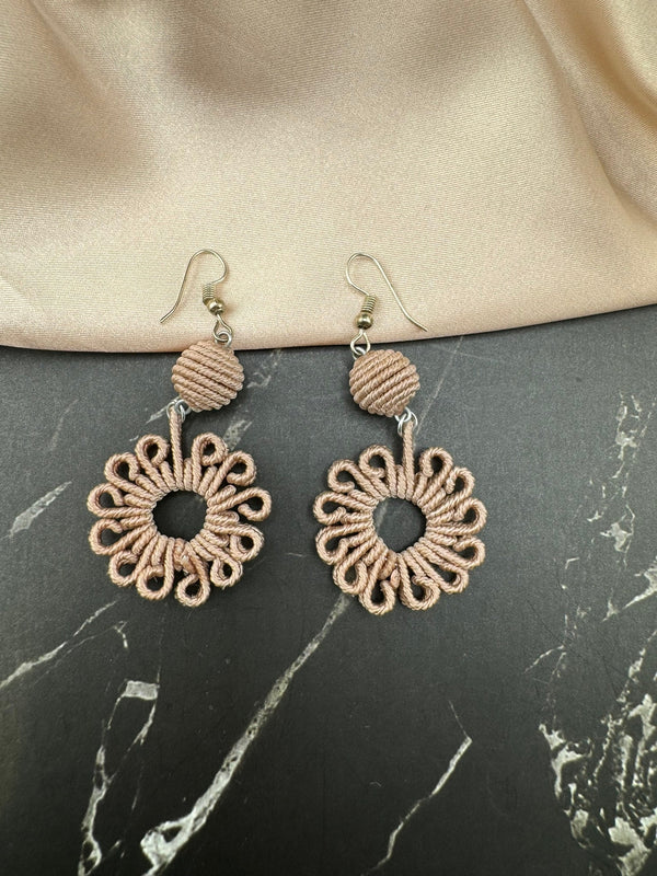 Thread Light Lavender, Beige Everyday earring/Handmade earring/Statement Earring/Boho Earring/Beaded earring/Ethnic Earring/Valentine gift