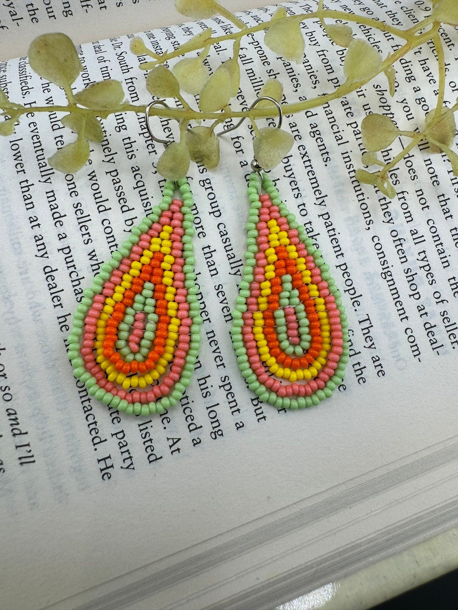 Beaded Multicolor Avocado quirky Everyday earring/Handmade earring/Statement Earring/Boho Earring/Beaded earring/Ethnic Earring/gift for her