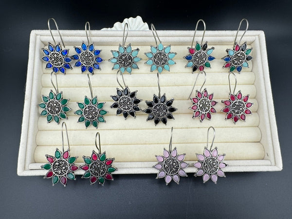 Oxidized silver Stud Dangle earring Monalisa stones/Many colors Available/Statement Earring/Boho Earring/kids, youth jewelry/Ethnic Earring