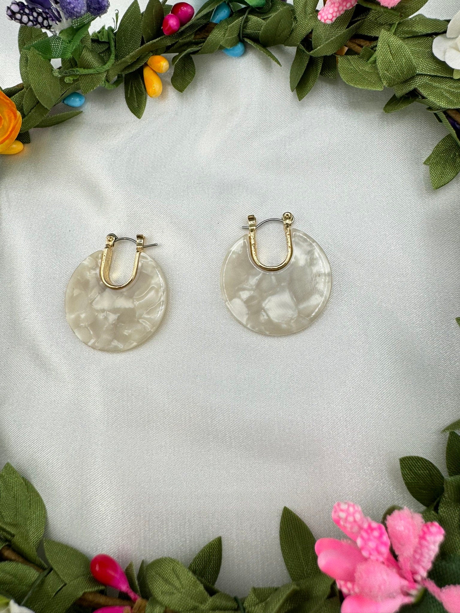 Mother of Pearl and Gold hoop earrings/statement earrings/everyday jewelry/Indian western Earrings/unique design/modern quirky earrings