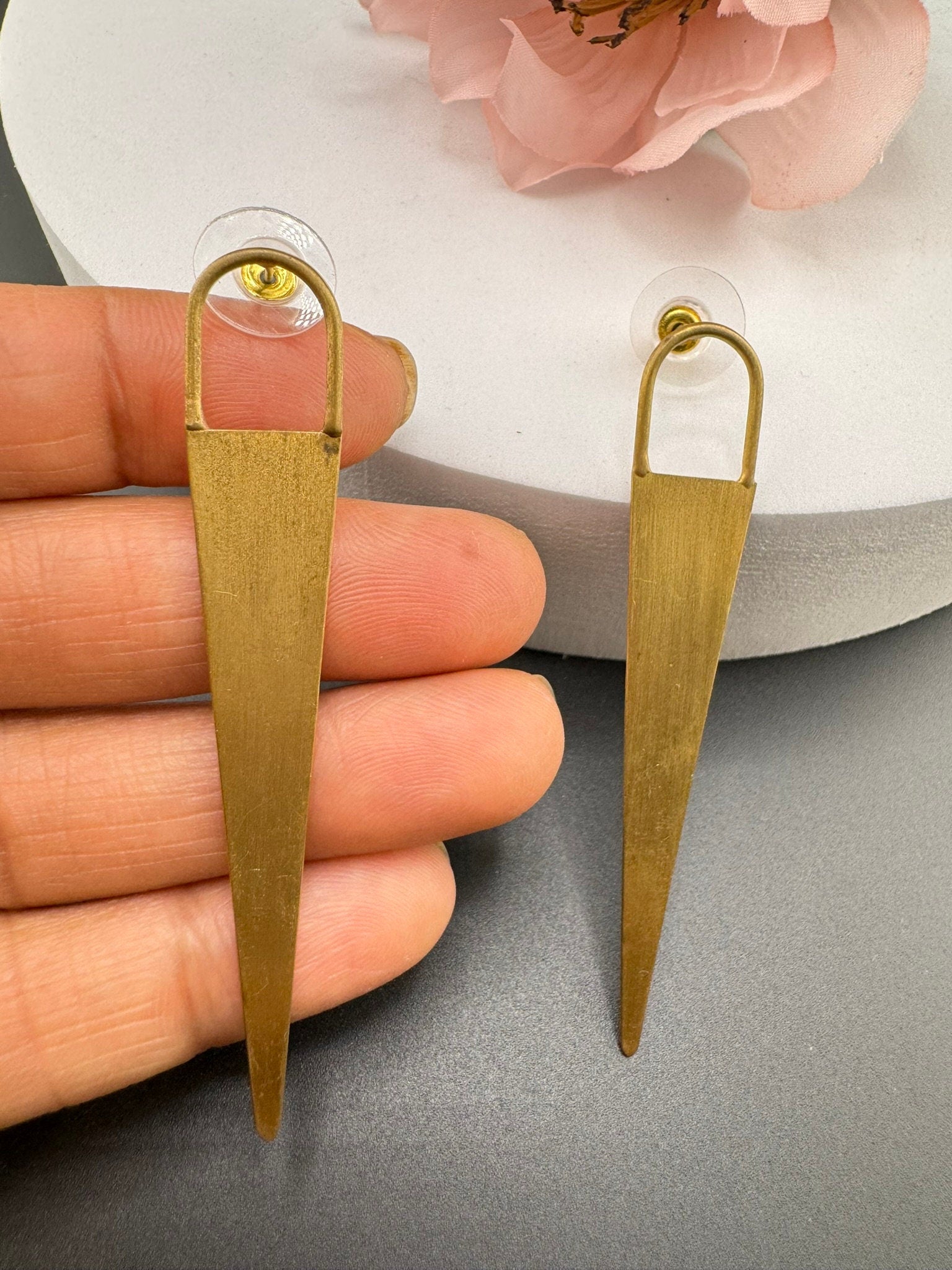 Matt Gold quirky earrings in unique pointed sleek design/Statement earrings/everyday jewelry/Indian Earrings/Bridal Earring/quirky earrings