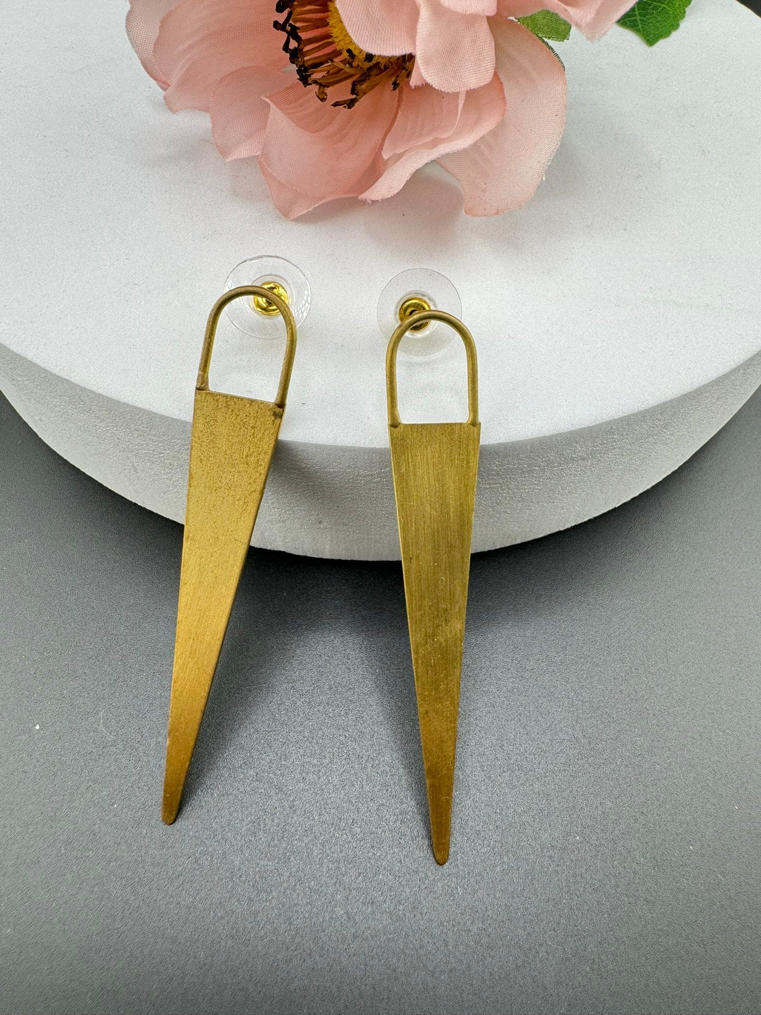 Matt Gold quirky earrings in unique pointed sleek design/Statement earrings/everyday jewelry/Indian Earrings/Bridal Earring/quirky earrings