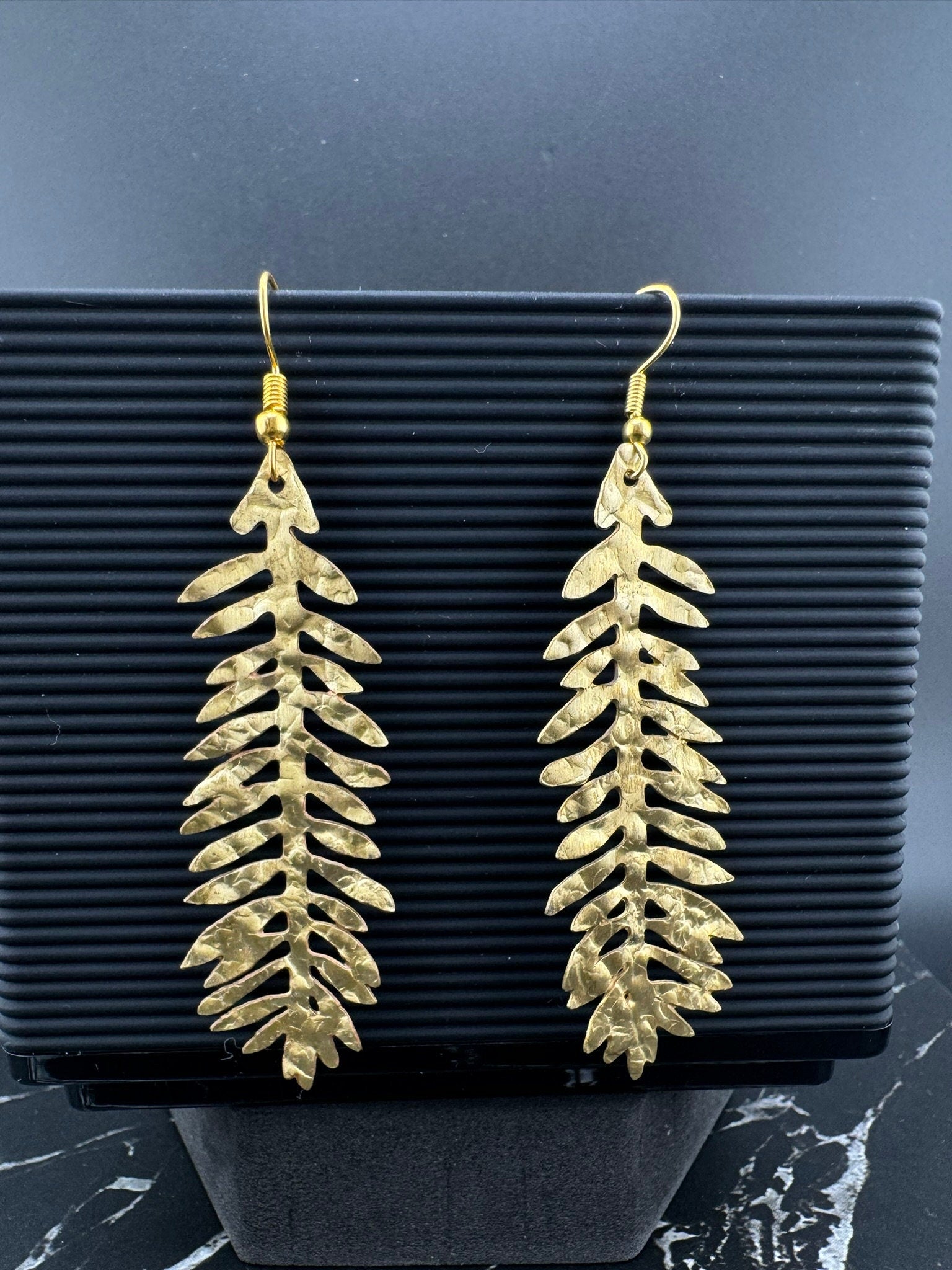 Matt Gold quirky earrings in unique sleek Leaf design/Statement earrings/everyday jewelry/Indian Earrings/Bridal sleek lightweight earrings