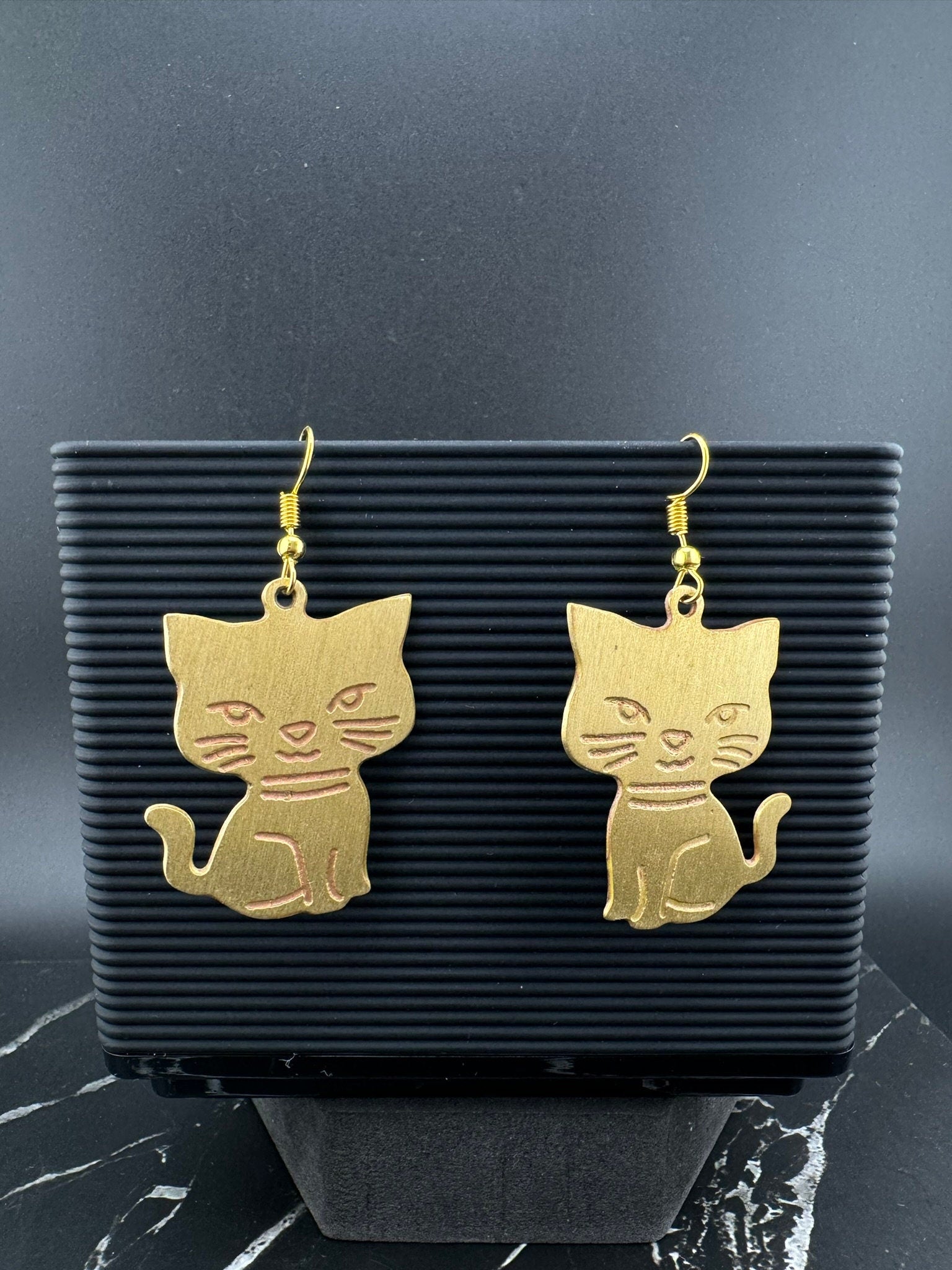 Premium Matt Gold quirky earrings in unique sleek cat design/Statement earrings/everyday jewelry/Indian Earrings/unique sleek animal earring