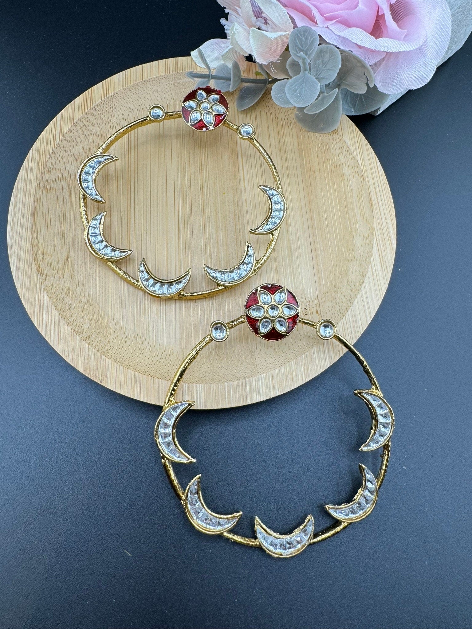 Sara inspired earring with Minakari and Kundan Big Hoop