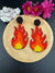 Beaded Orange and Red FIRE quirky beaded earring/Handmade earrings