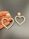 Premium Pearl Heart in Gold brass earrings/statement earrings/everyday jewelry/Indian western Earrings/unique design/modern quirky earrings