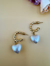 Pearl Heart and Gold brass metal earrings/statement earrings/everyday jewelry/Indian western Earrings/unique design/modern quirky earrings
